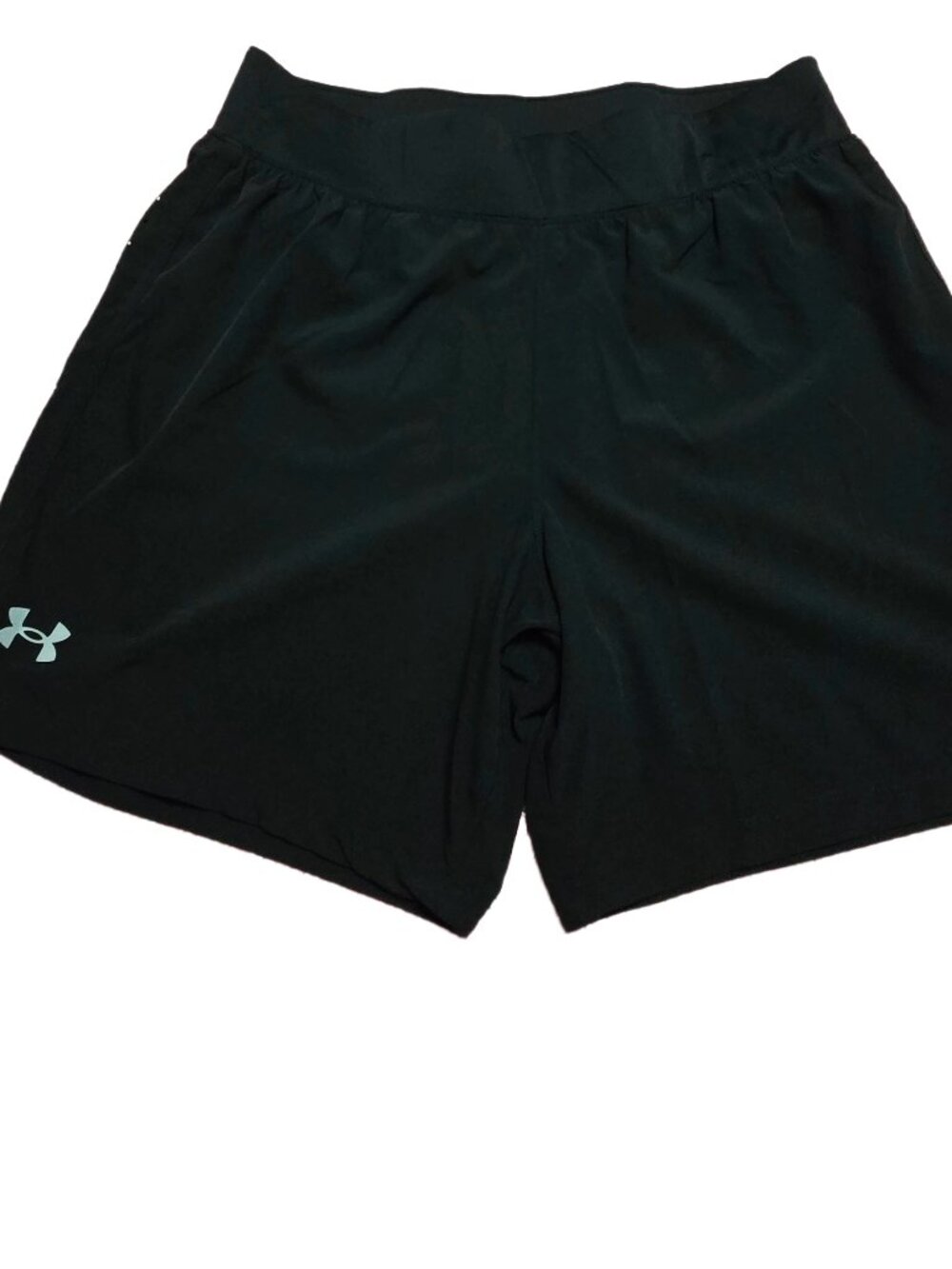 EUC Under Armour Women's Black Running Shorts Built-In Panties Fitted Large Poly - Picture 2 of 13